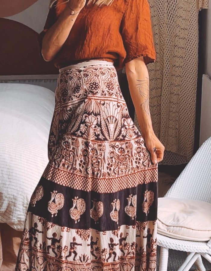 Indian Wrap Maxi Skirt // free Size