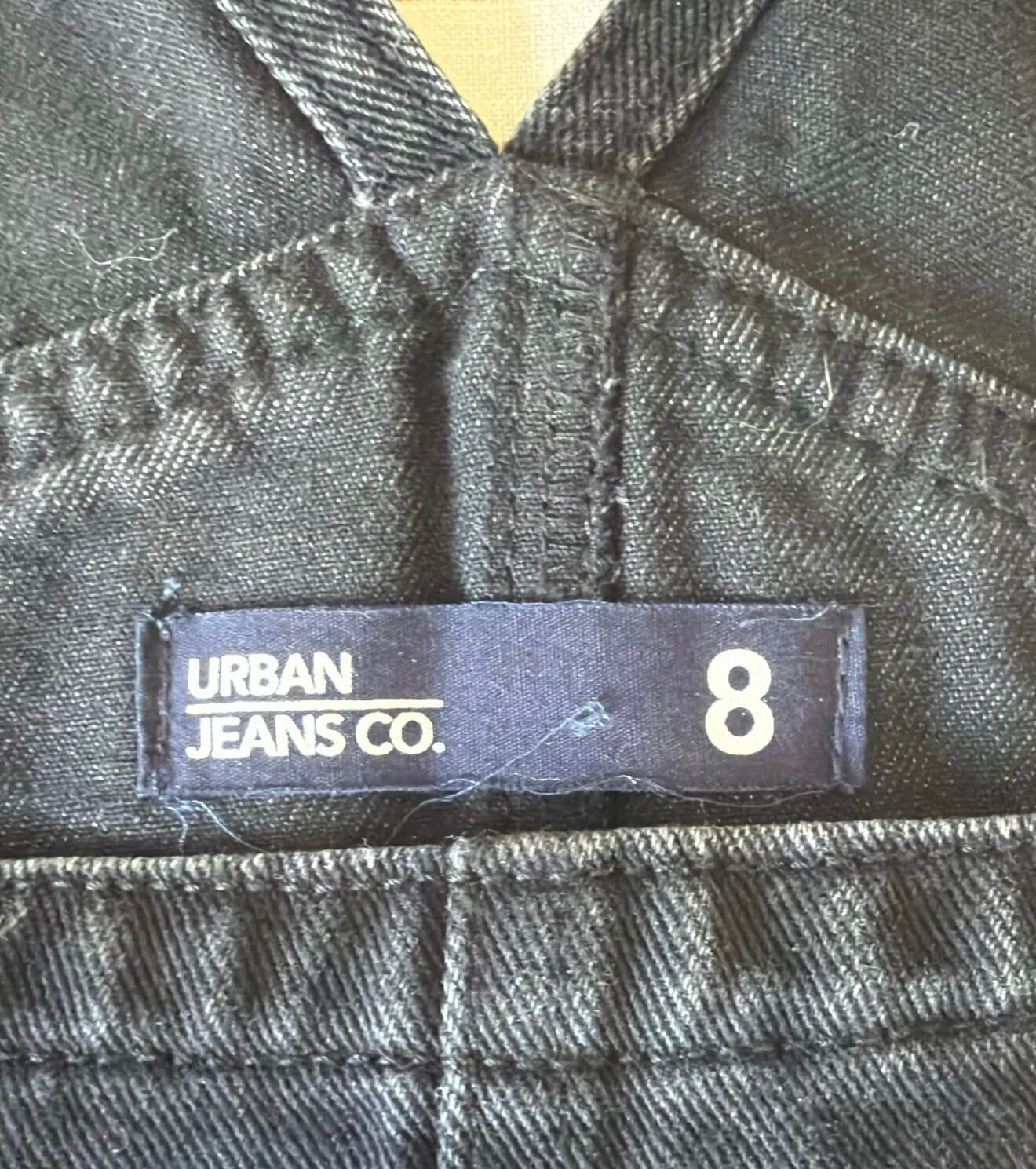 URBAN JEANS CO. // Denim Dungaree Shorts // Black // Size 8