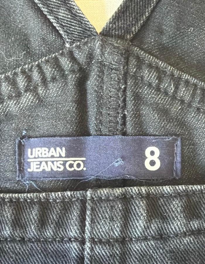 URBAN JEANS CO. // Denim Dungaree Shorts // Black // Size 8