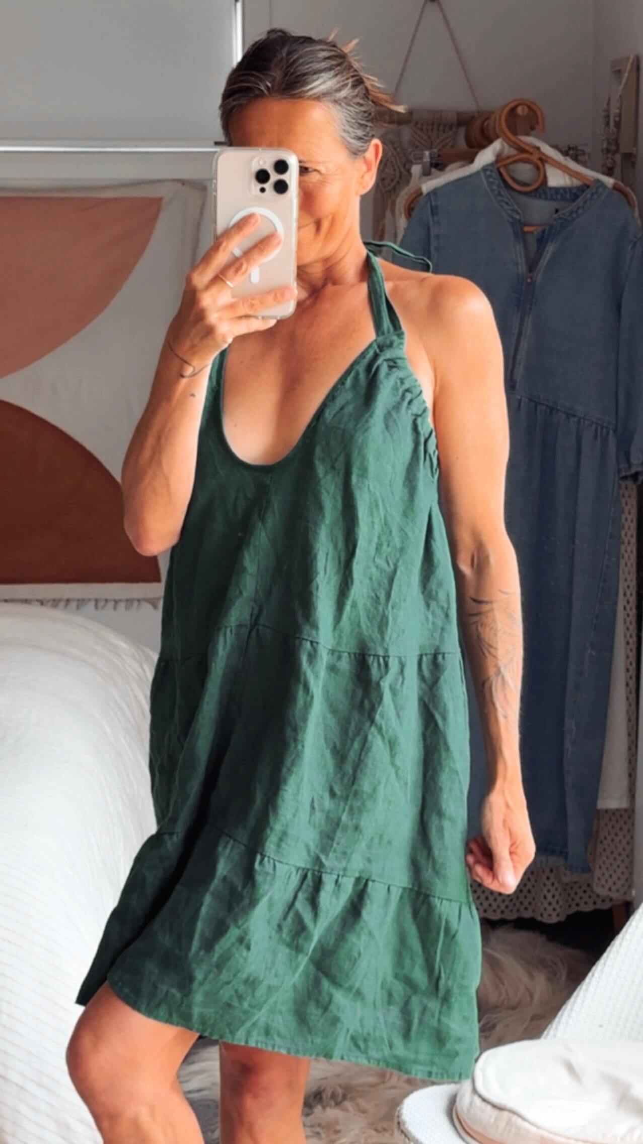 AERE // Linen Halter Dress // Green // Size 6