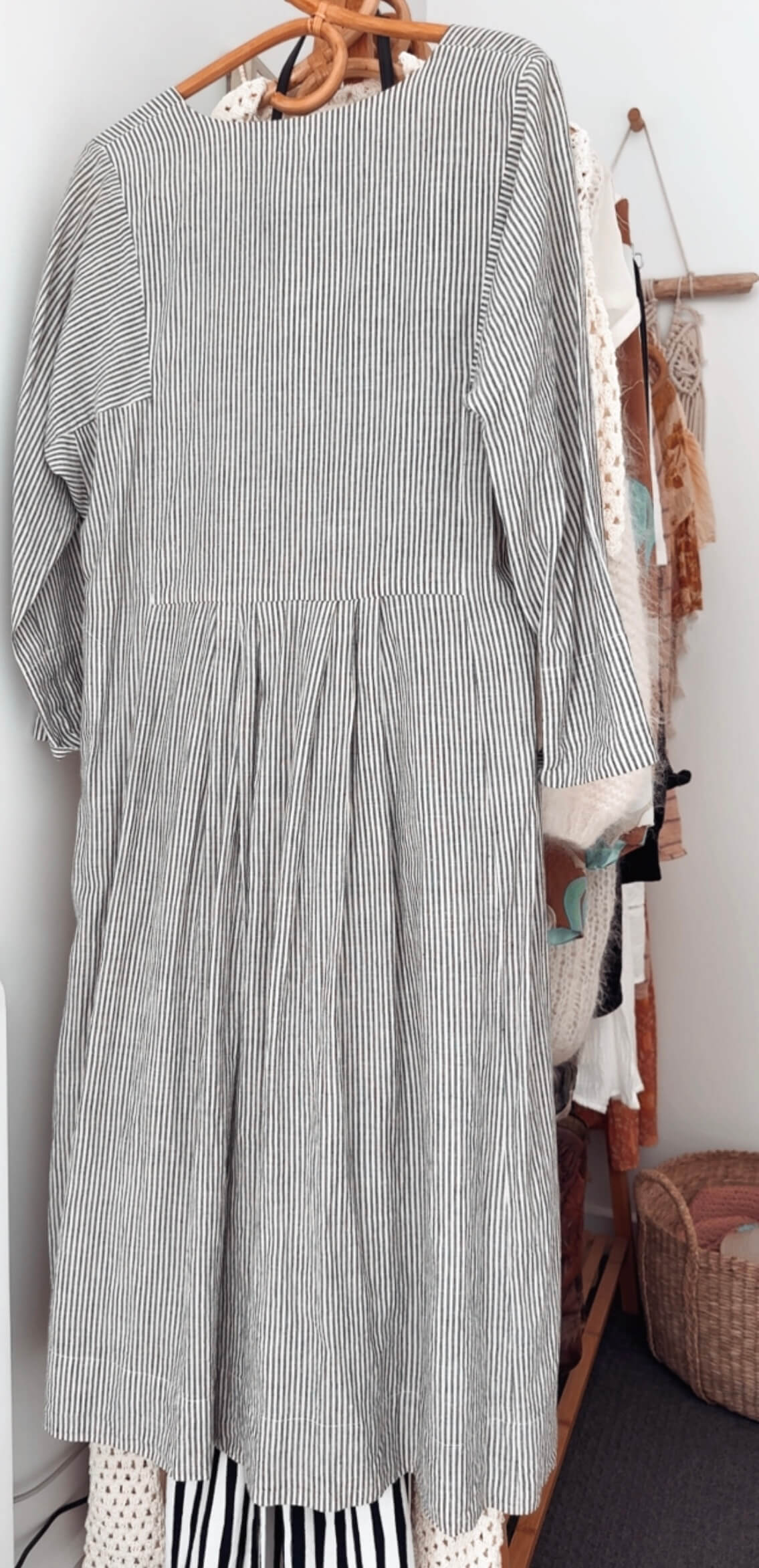 SOHAM DAVE // Grey Pinstripe Dress // S/M