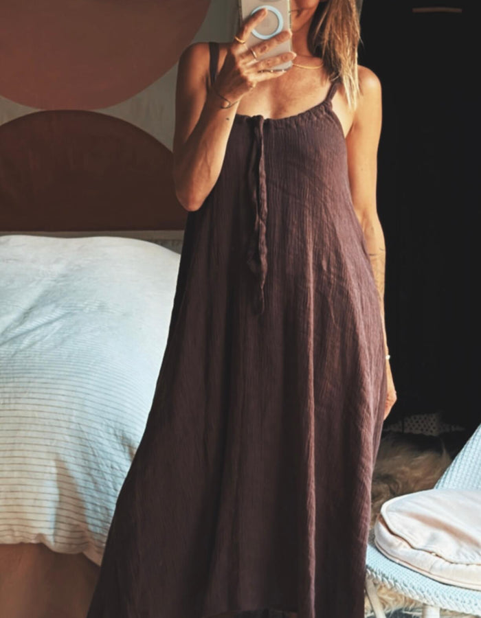 NEON COLLECTIVE Linen Dress // Chocolate // S/M