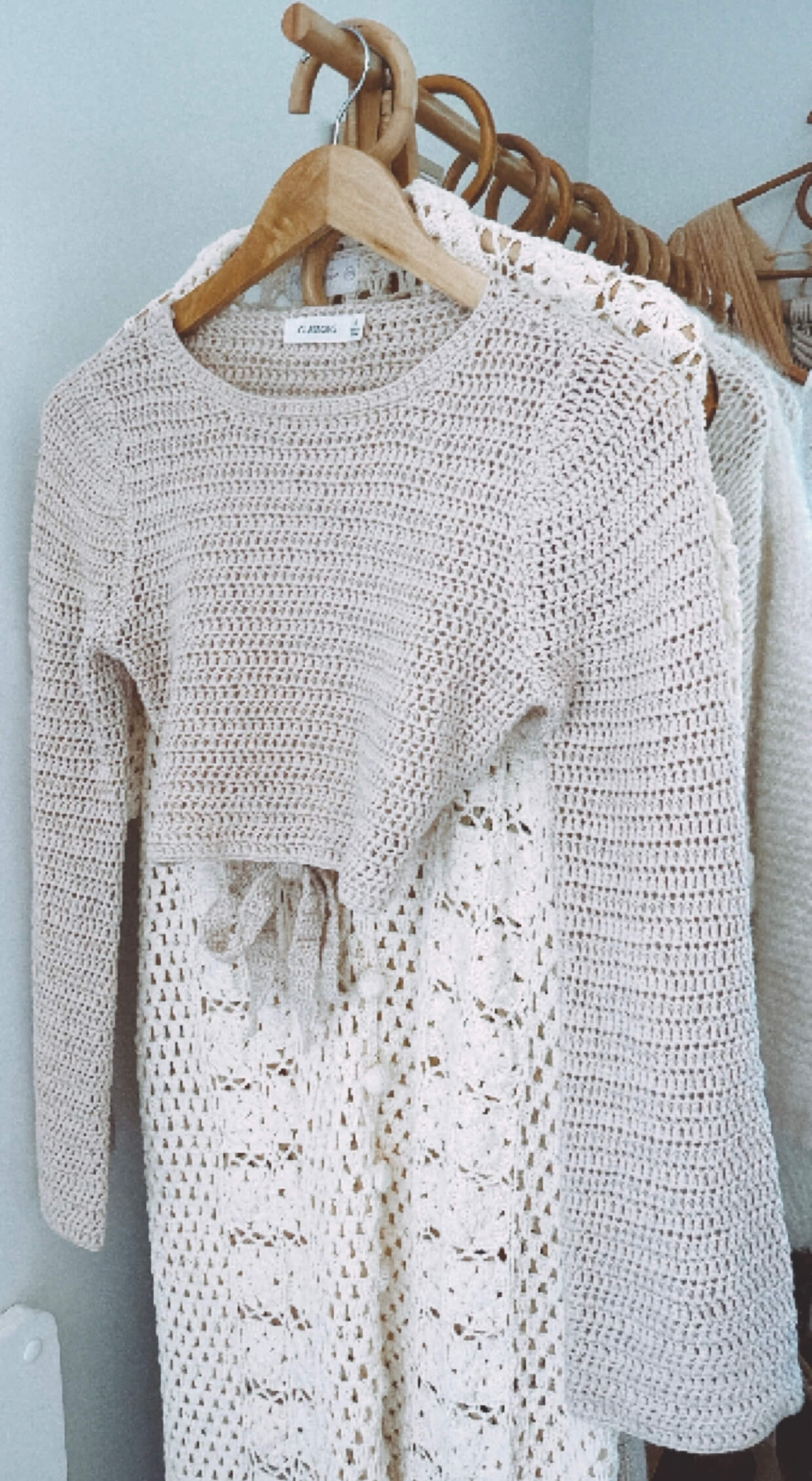 Crochet Cropped Jersey Top // Oatmeal // Small