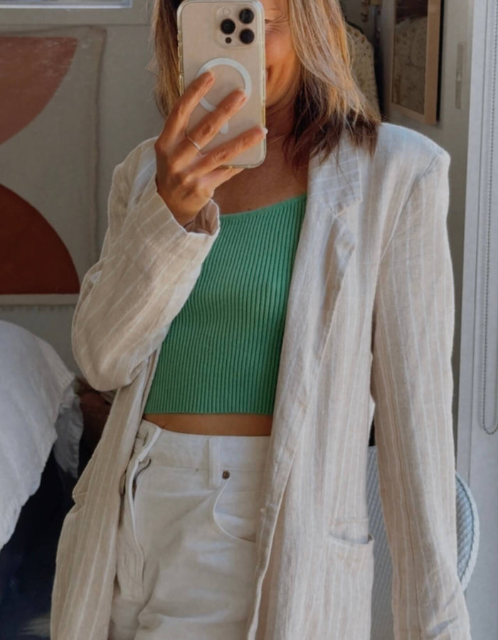 NO LABEL // Striped Linen Blazer // Medium