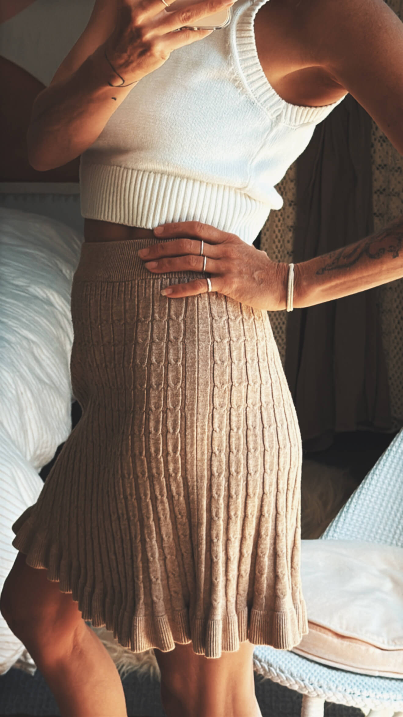 MIRROU Cable Knit Skirt // Small