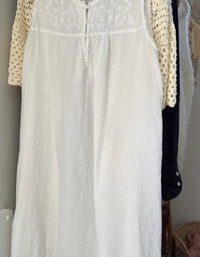 VINTAGE White Cotton Dress II // Small