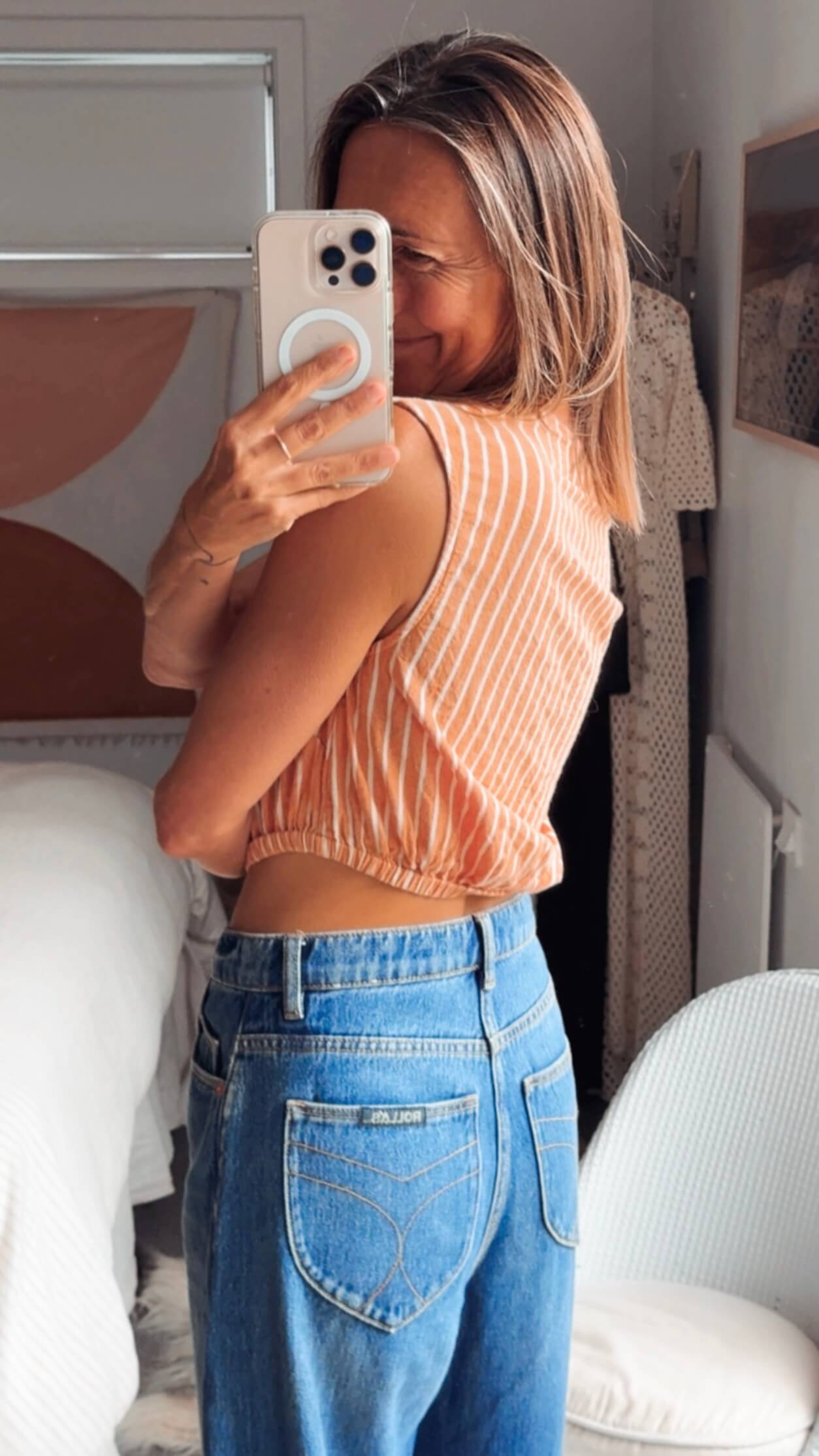 ZULU & ZEPHYR // Striped Cropped Blouse // Size 8 (US 4)