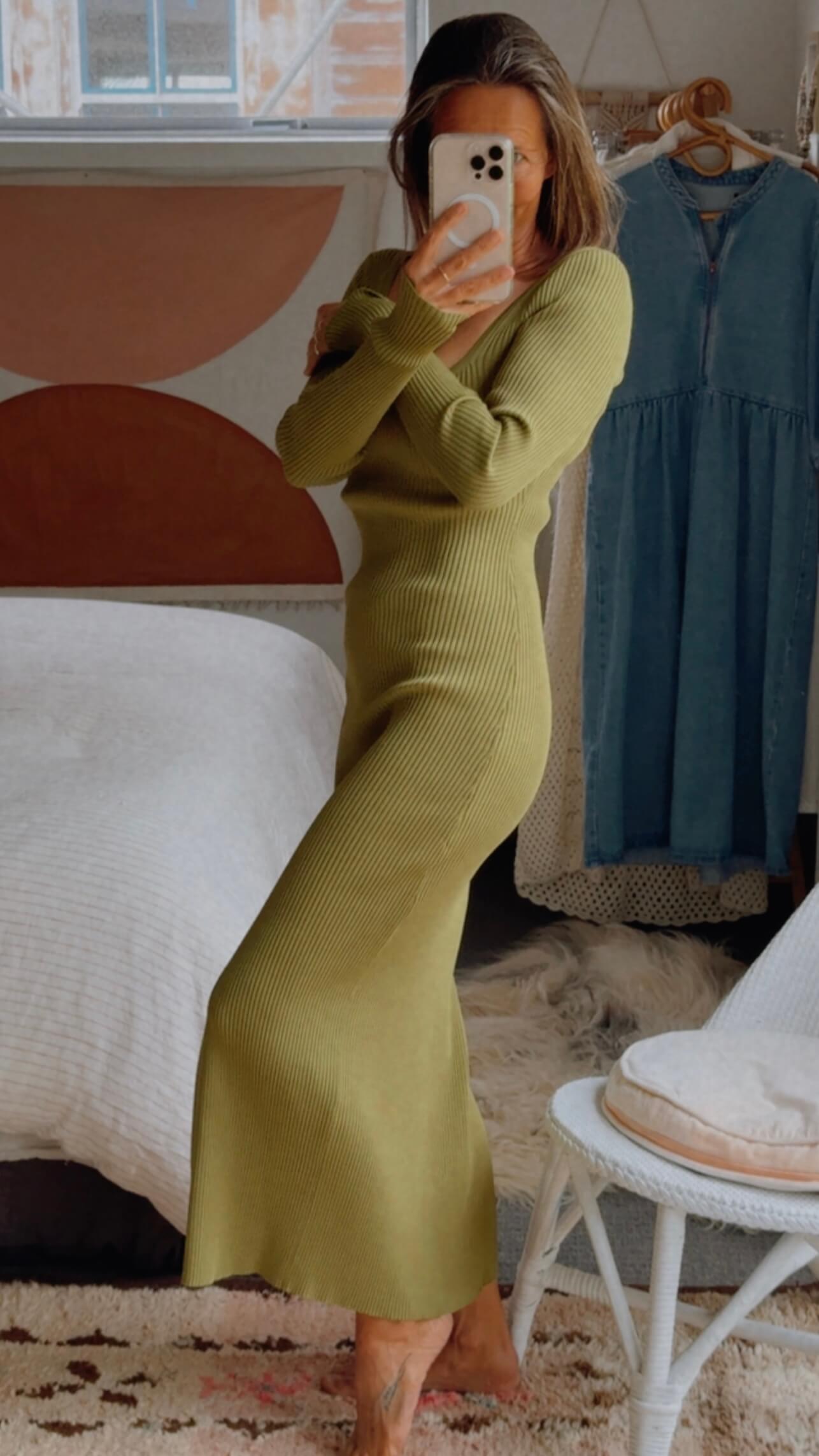 GLASSONS // Rib Knit Dress // Army Green // Small