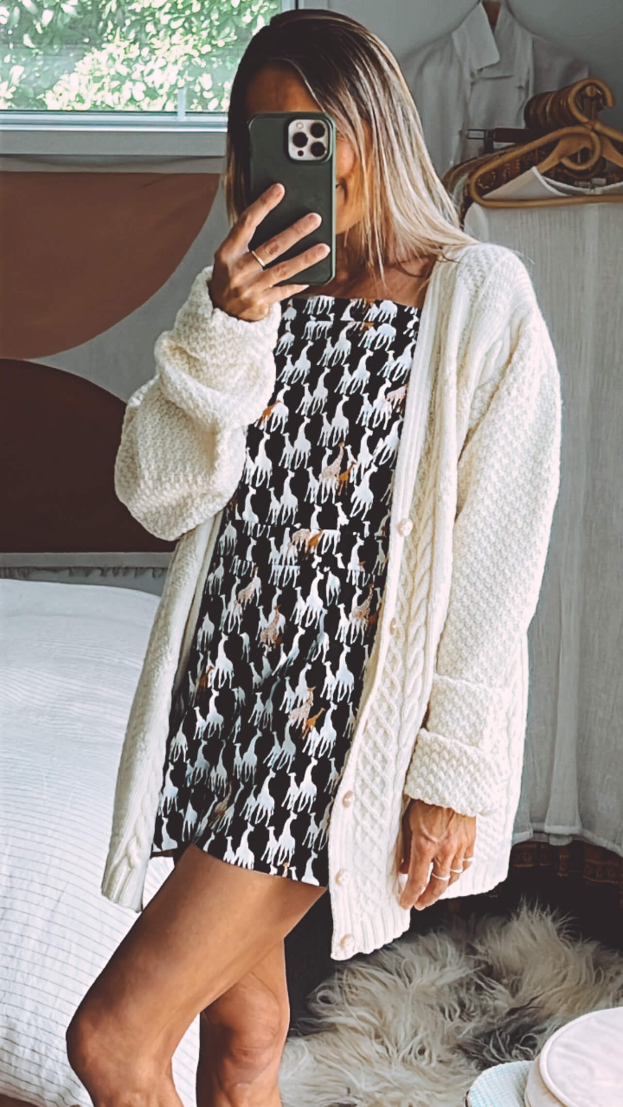 Cream Oversized Hand-Knitted Woollen Arran Cardi // Free Size