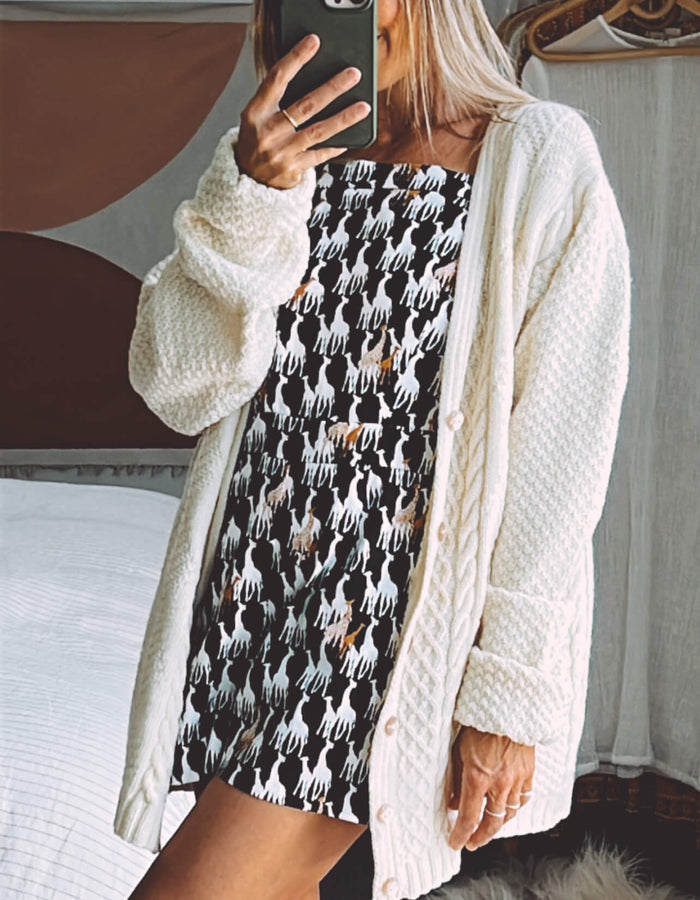 Cream Oversized Hand-Knitted Woollen Arran Cardi // Free Size