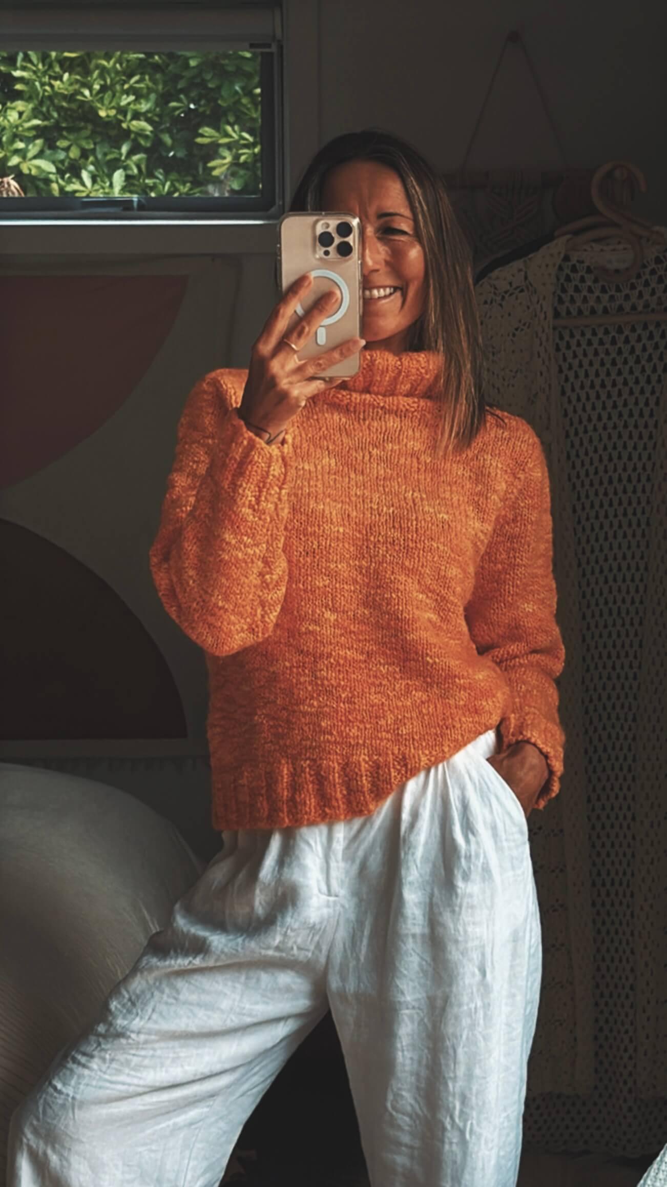 Tangarine Hand-knitted Jersey // Small