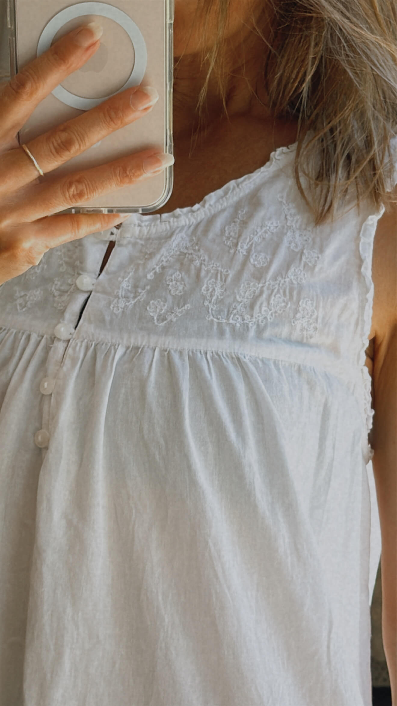 VINTAGE White Cotton Dress II // Small