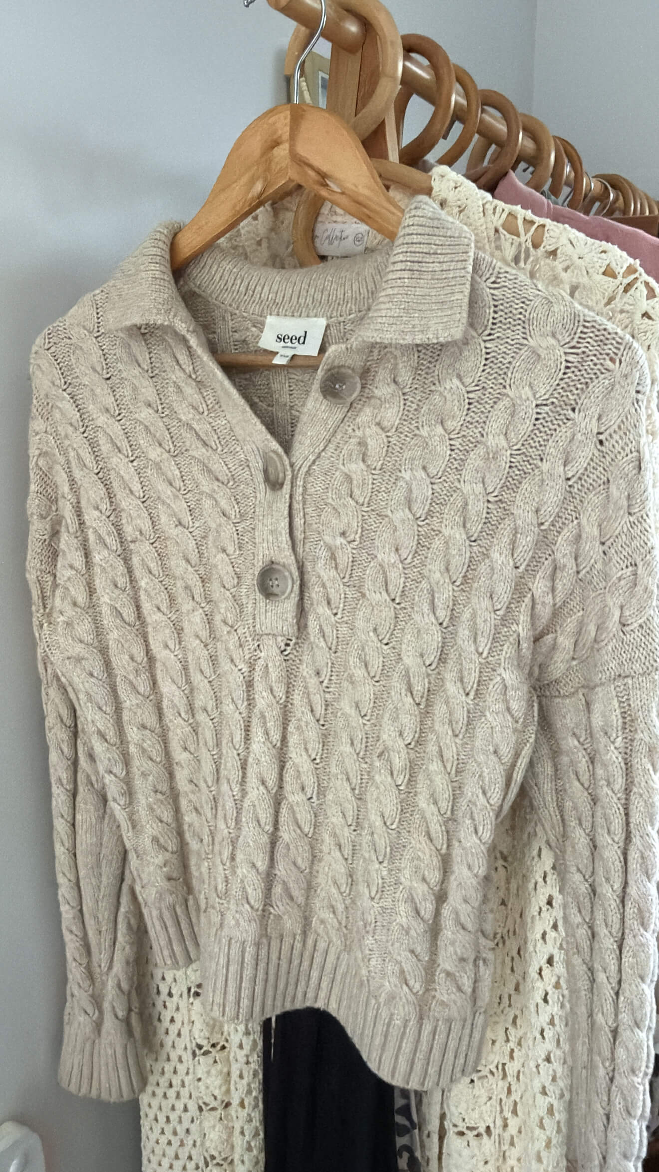 SEED HERITAGE // Oatmeal Cable Knit // Cotton/Merino blend // XXS