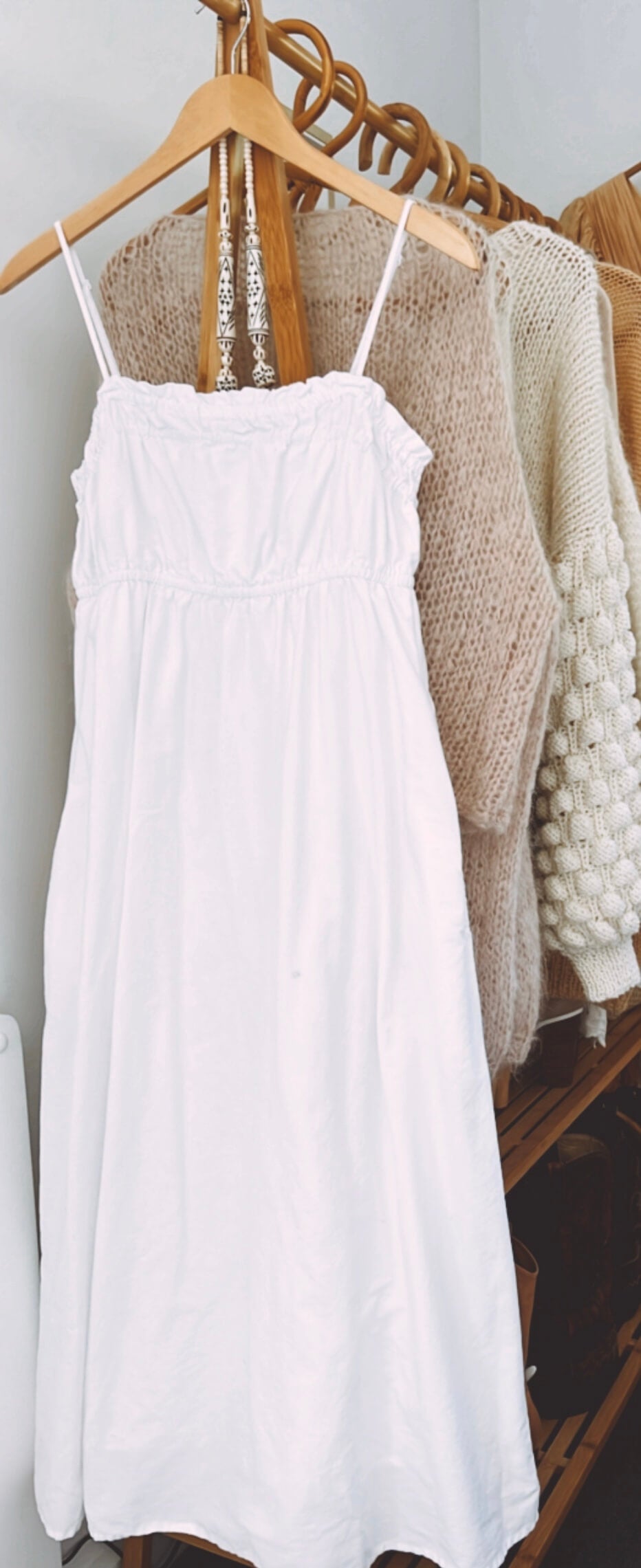 White Cotton Strappy Dress // Small