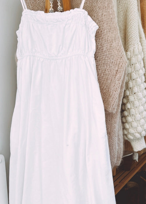 White Cotton Strappy Dress // Small