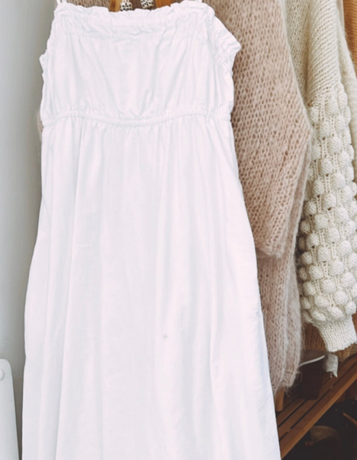 White Cotton Strappy Dress // Small