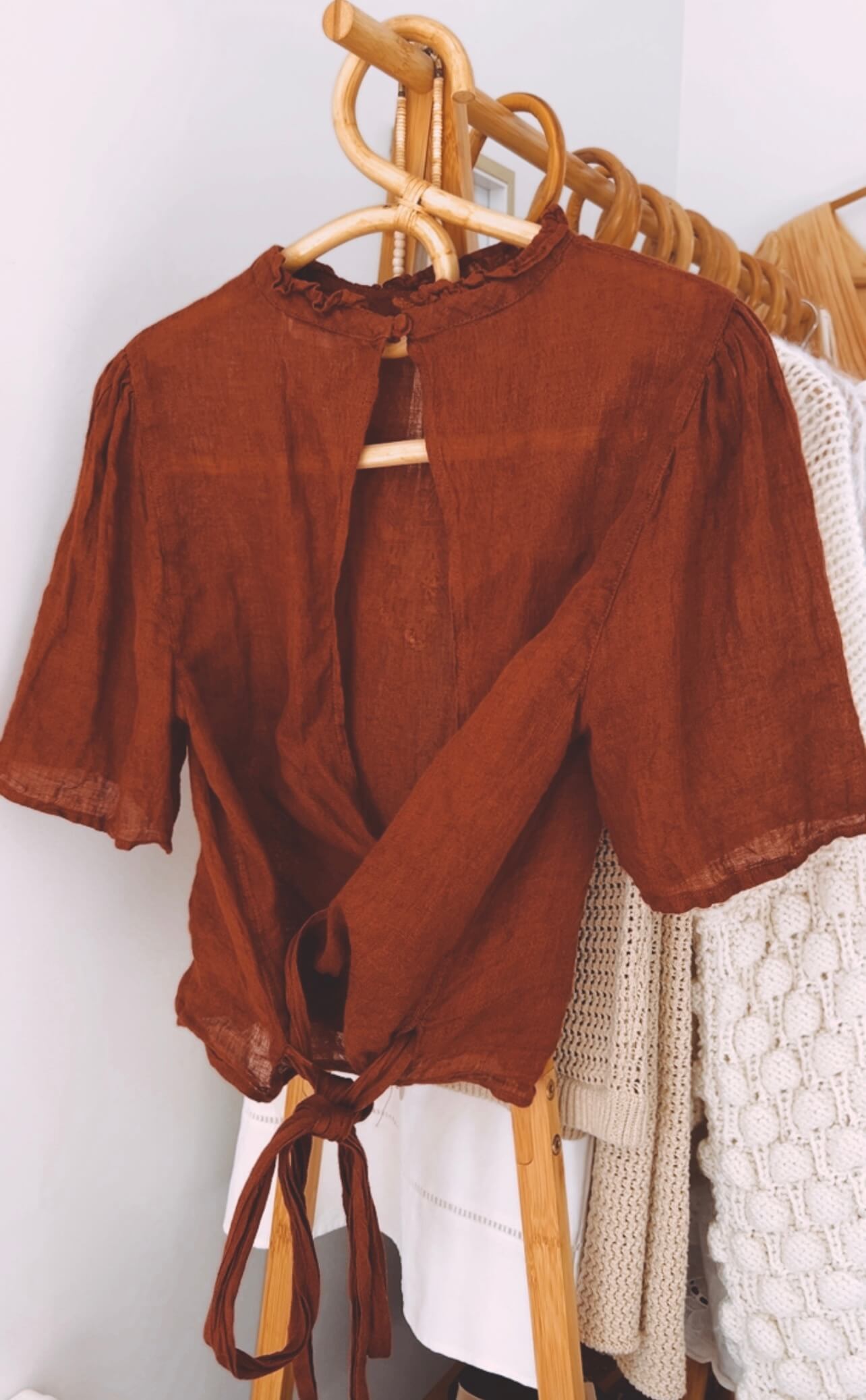 Max Linen Wrap Blouse - Rust // size 10