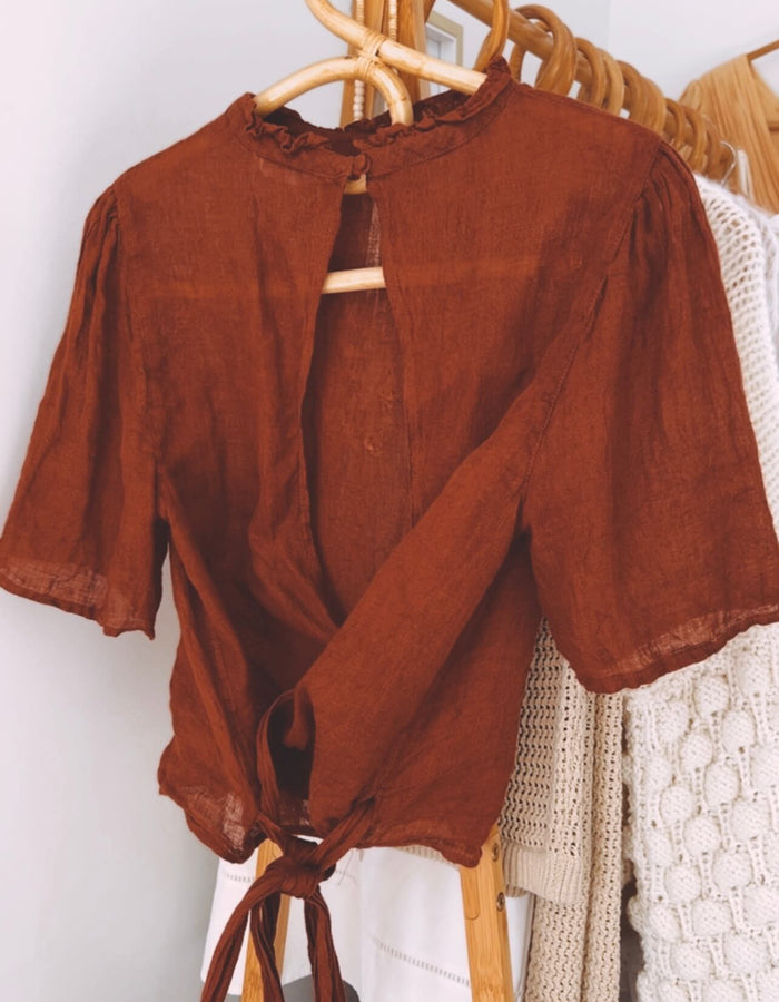 Max Linen Wrap Blouse - Rust // size 10