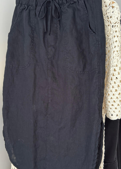 JUST JEANS // Linen Midi Skirt // Black // Small