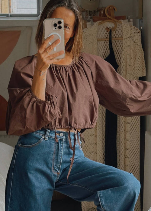 IDAĒ // Balloon Blouse // Chocolate // Size 8