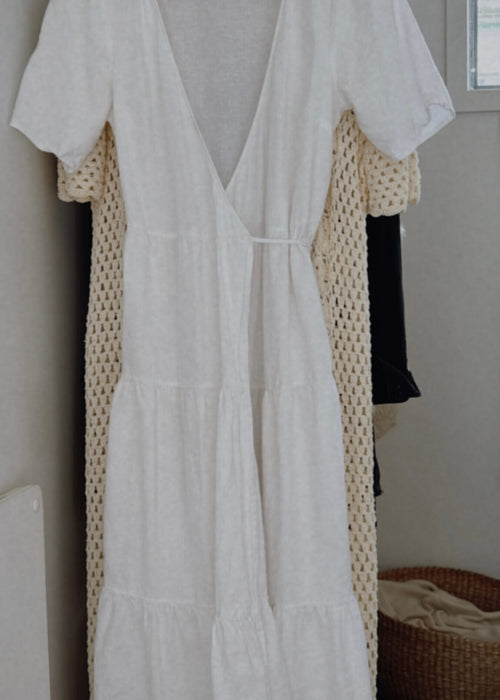 GLASSONS // Wrap Dress // White Cotton // Size 8
