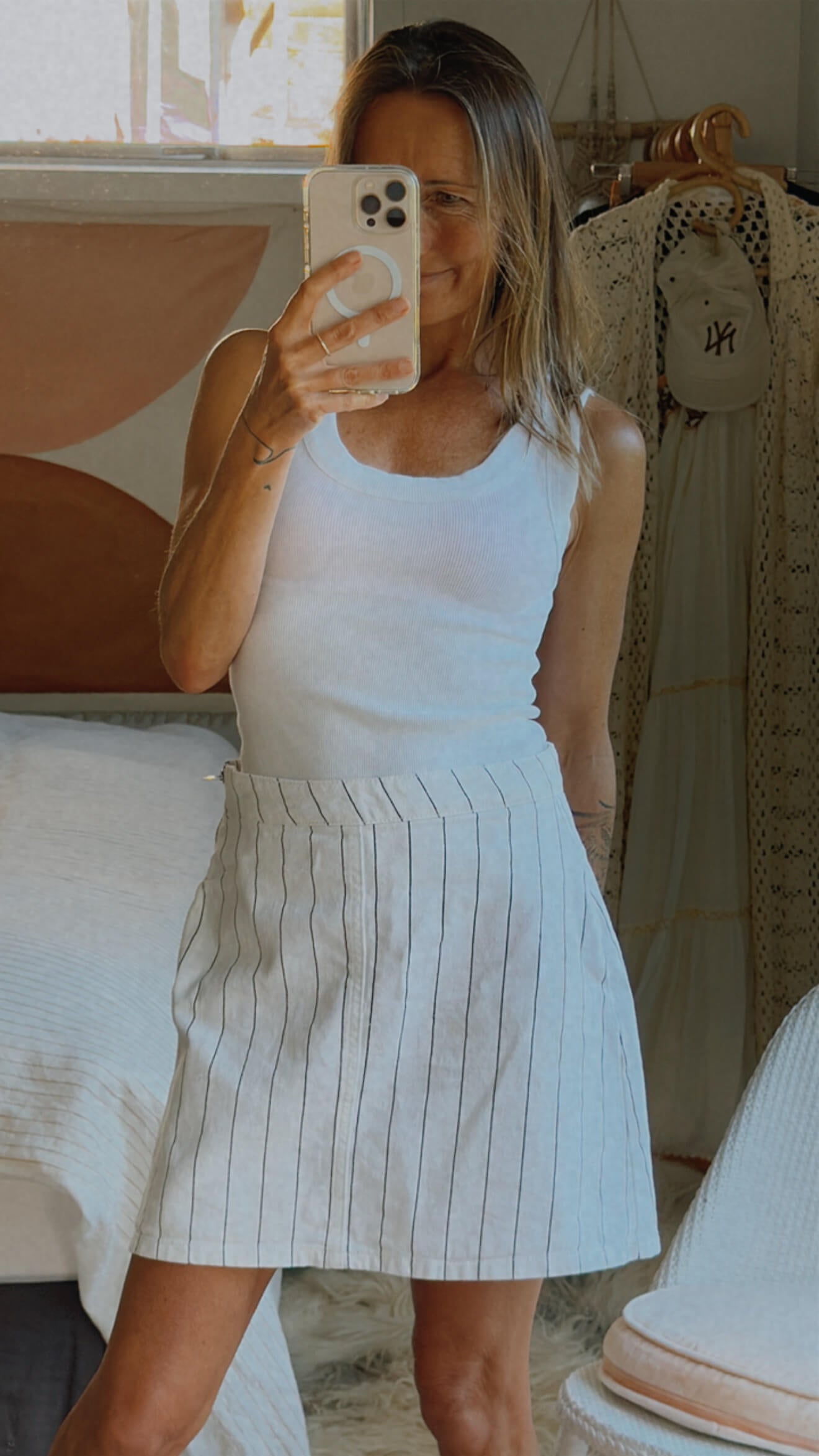 COTTON ON // A-line Mini Skirt // Black/White Pinstripe // Size 8