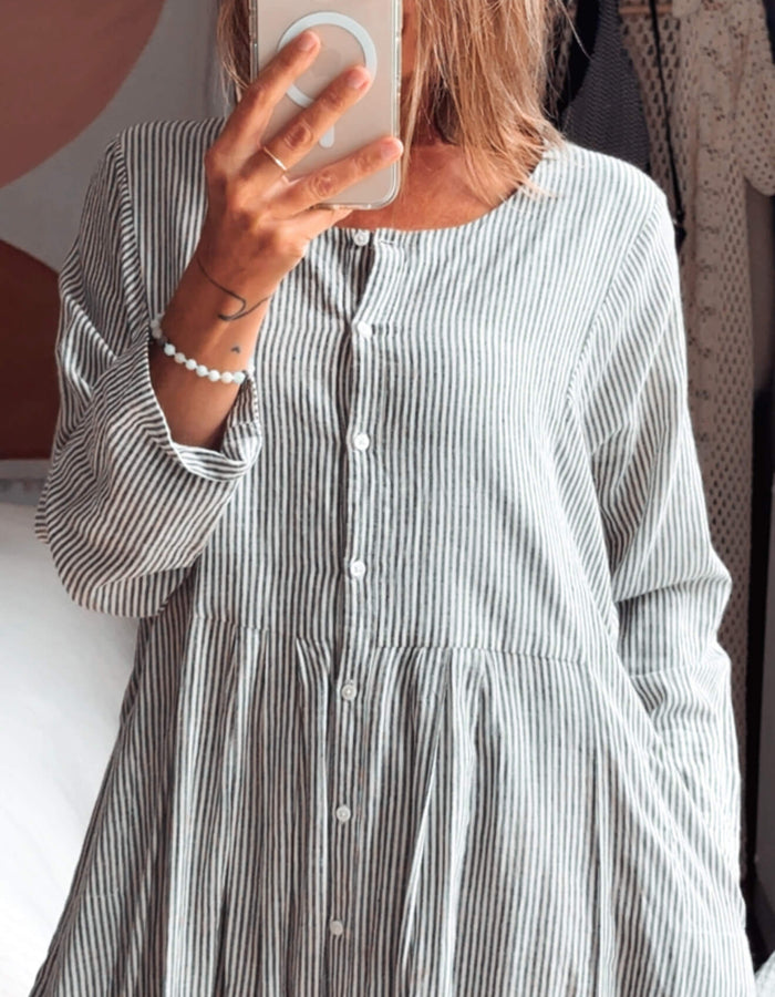 SOHAM DAVE // Grey Pinstripe Dress // S/M