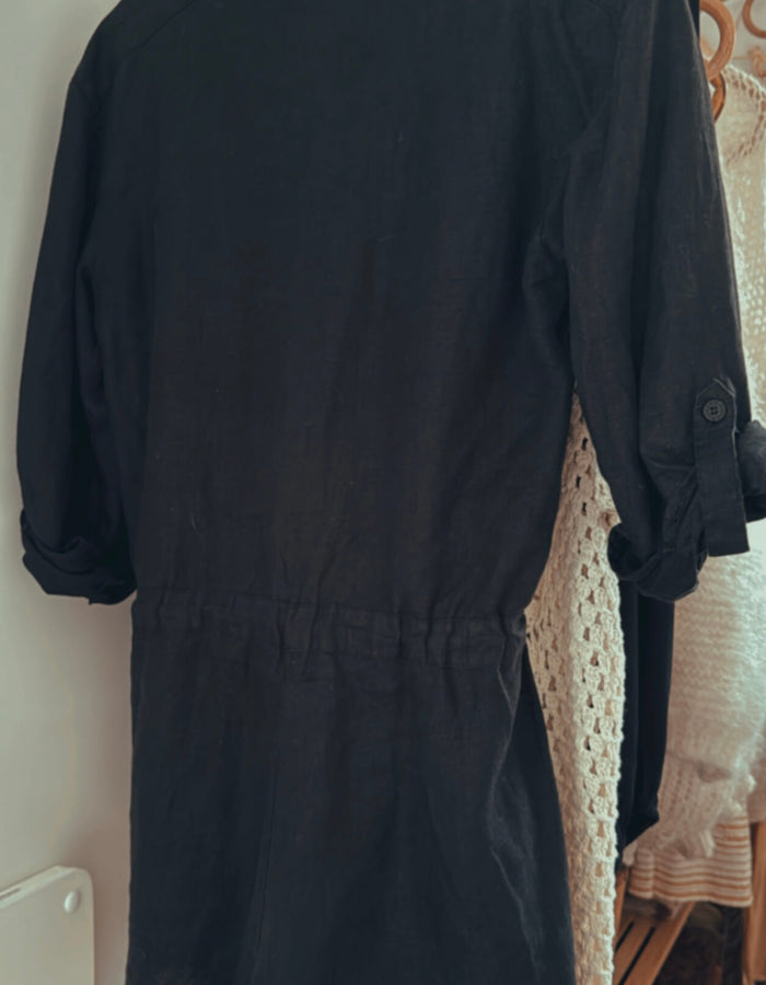 DECJUBA Black Linen Romper // Small