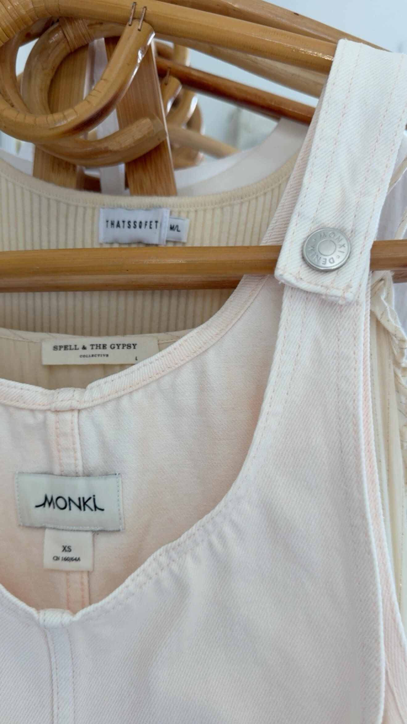 MONKi // Denim Pinafore Romper // Fresh Baby Pink // XS/S