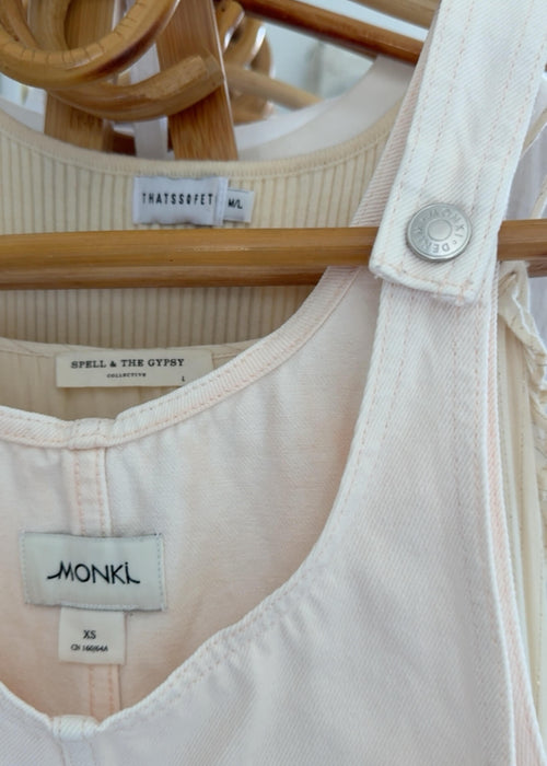 MONKi // Denim Pinafore Romper // Fresh Baby Pink // XS/S