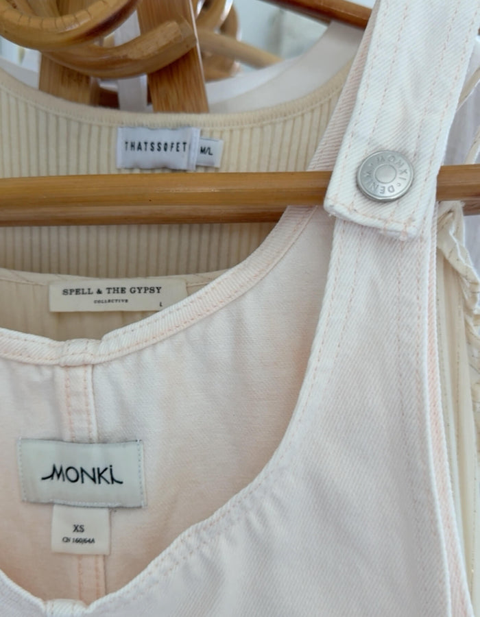 MONKi // Denim Pinafore Romper // Fresh Baby Pink // XS/S