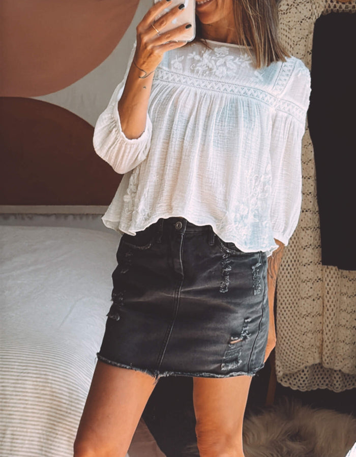 JUNKFOOD Denim Mini Skirt // Small