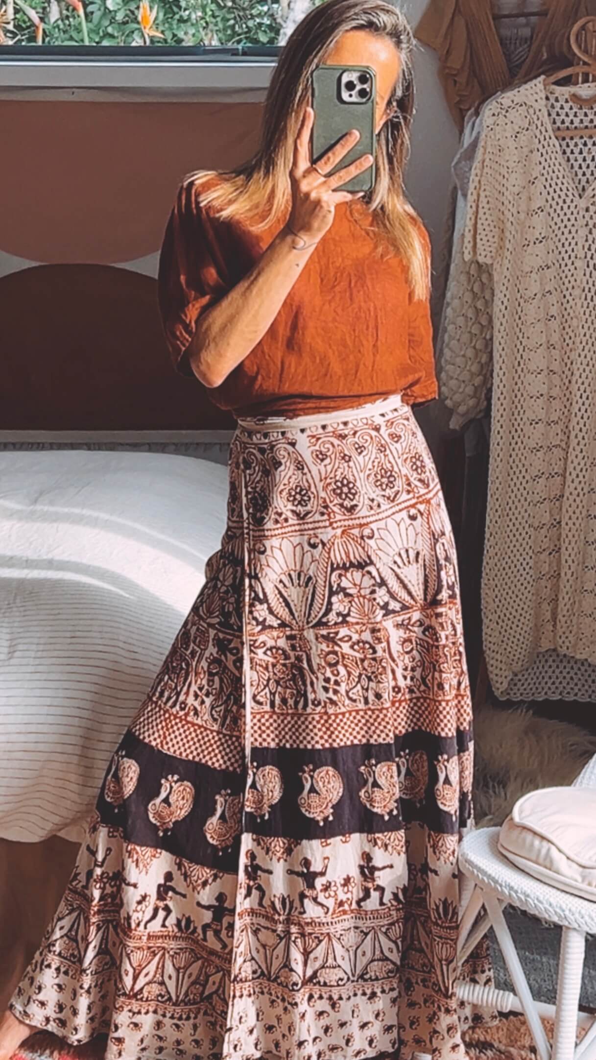 Indian Wrap Maxi Skirt // free Size