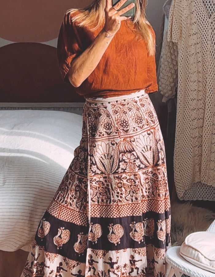 Indian Wrap Maxi Skirt // free Size