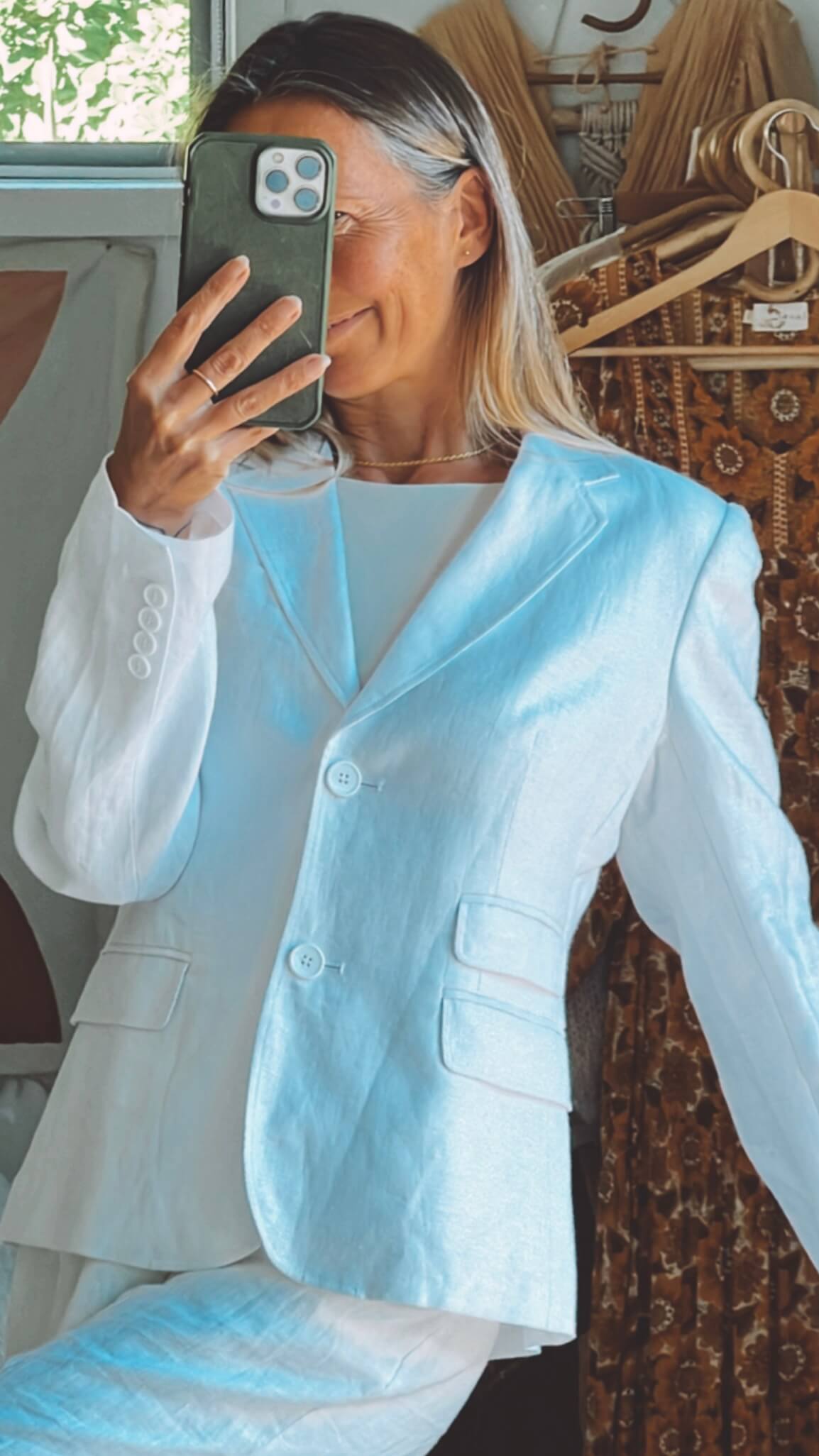 TRENERY White Linen Blazer // Size 10