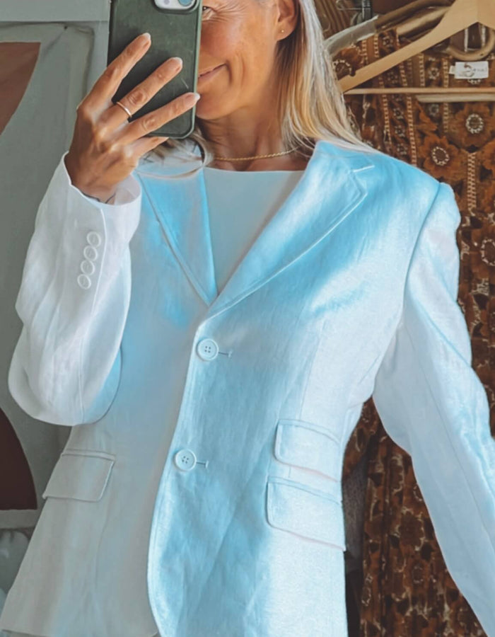 TRENERY White Linen Blazer // Size 10