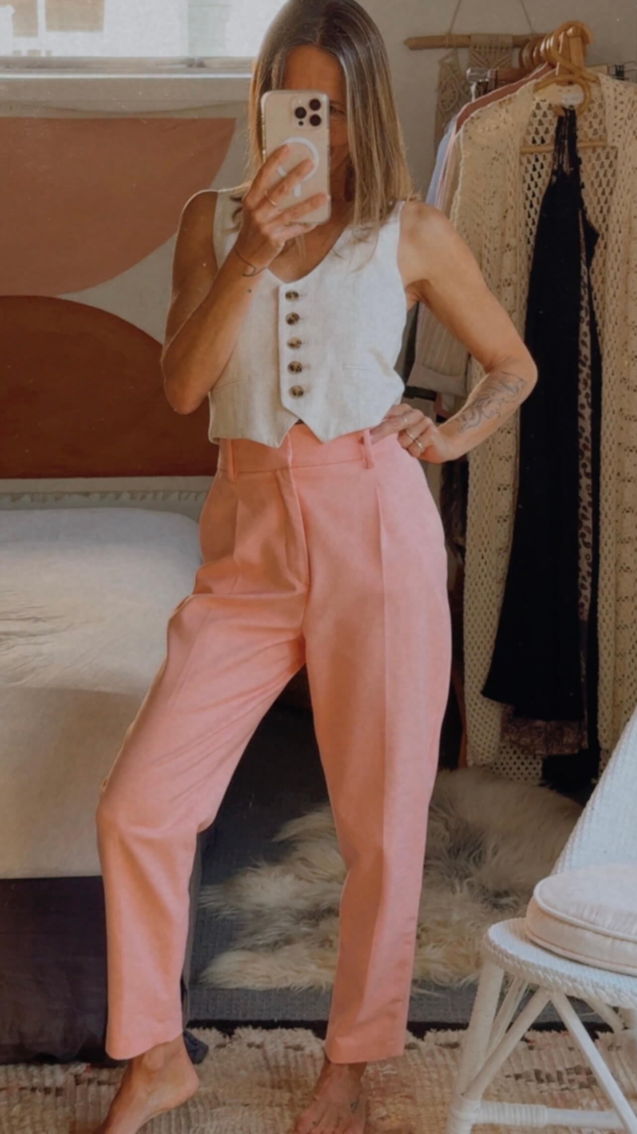 ZARA // High Waisted Tailored Pants // Coral // XS