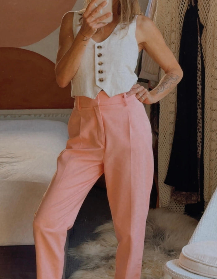 ZARA // High Waisted Tailored Pants // Coral // XS