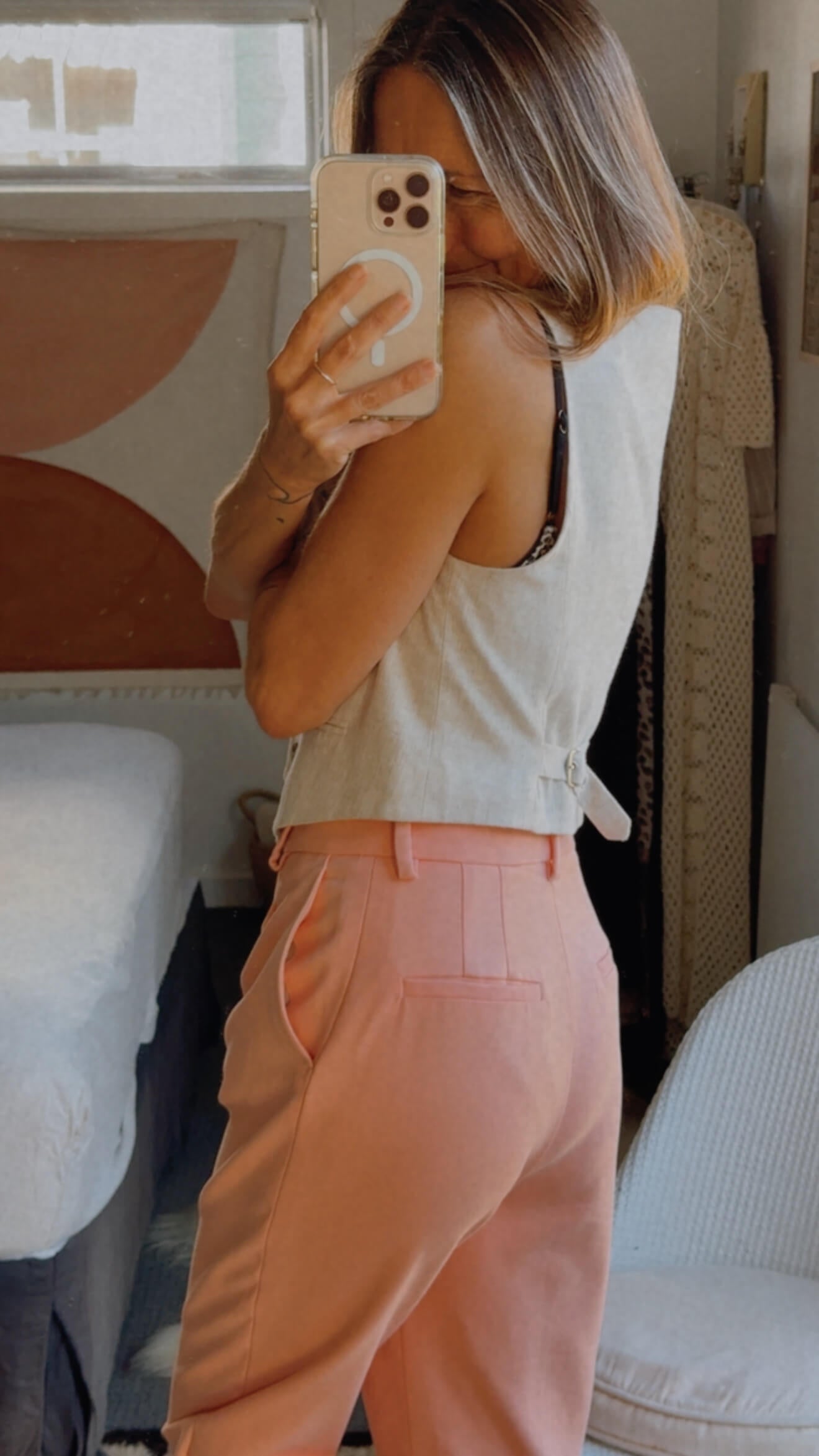ZARA // High Waisted Tailored Pants // Coral // XS