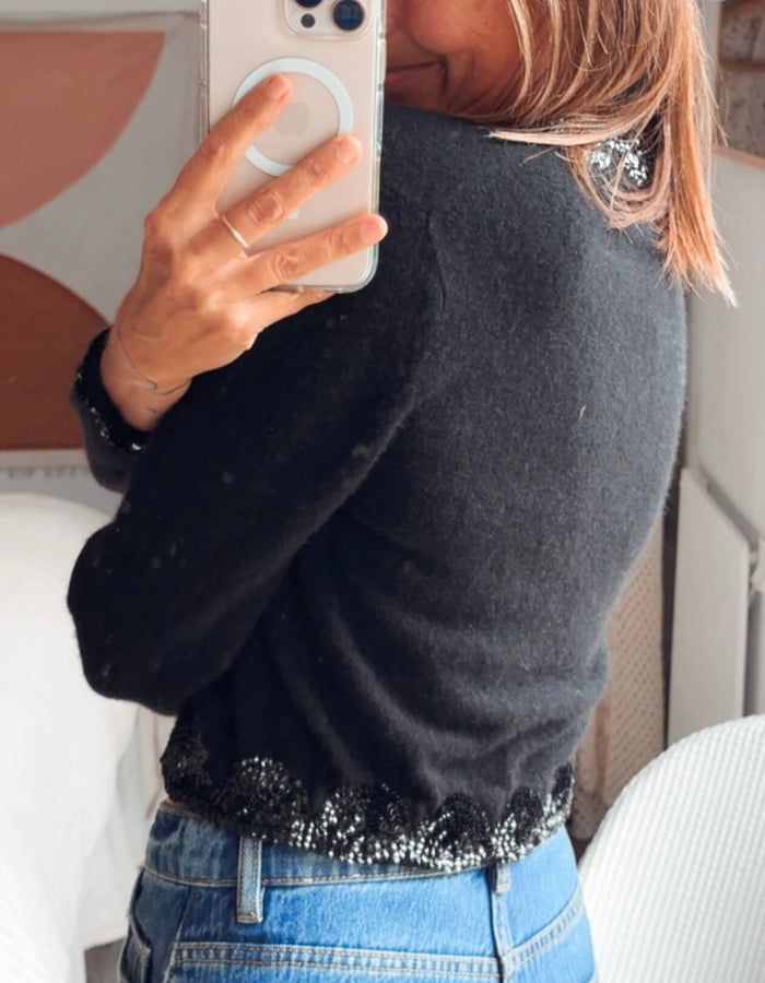 MADEMOISELLE // VINTAGE CROPPED CARDI // ANGORA/LAMBSWOOL // Small (EUR 36)