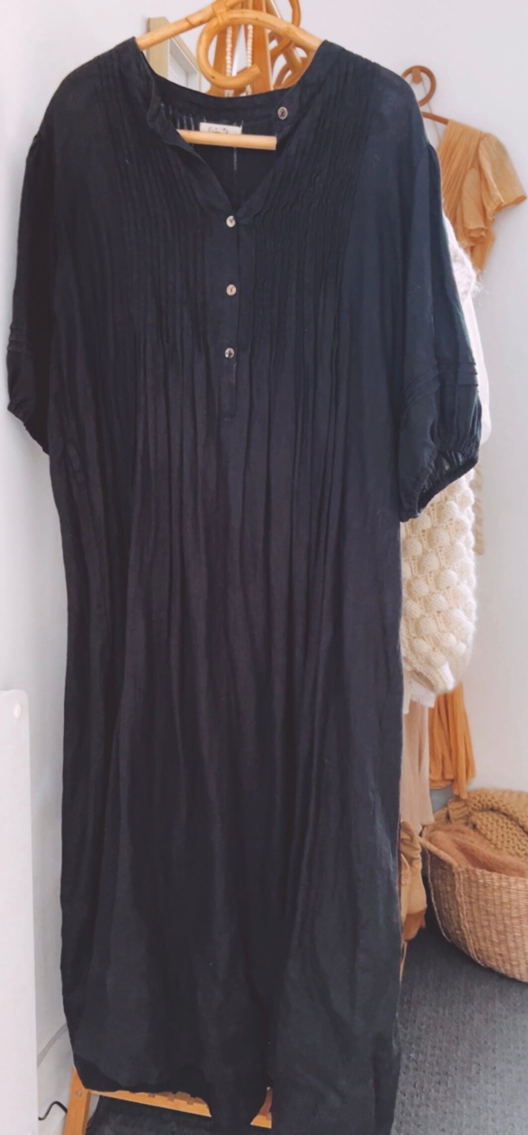 Fabrik Black Linen Maxi Dress // XL