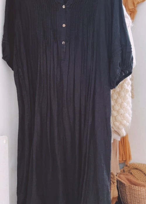 Fabrik Black Linen Maxi Dress // XL