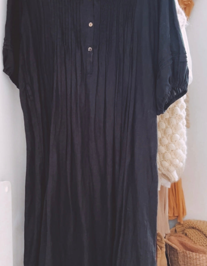 Fabrik Black Linen Maxi Dress // XL