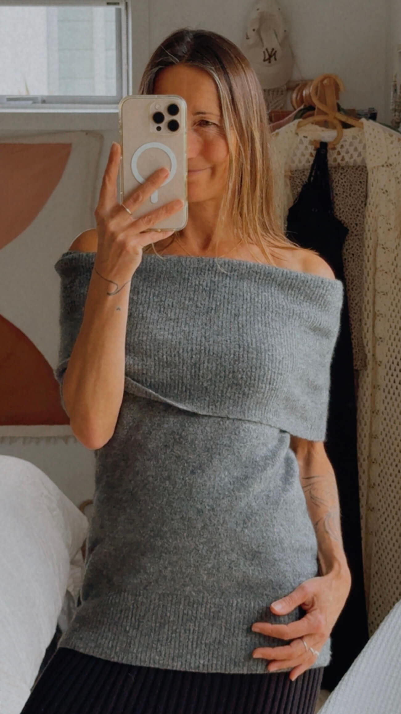 COUNTRY ROAD // OFF THE SHOULDER TANK // GREY MARLE WOOL/YAK // XS