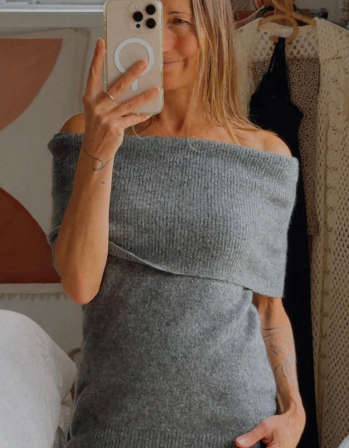 COUNTRY ROAD // OFF THE SHOULDER TANK // GREY MARLE WOOL/YAK // XS