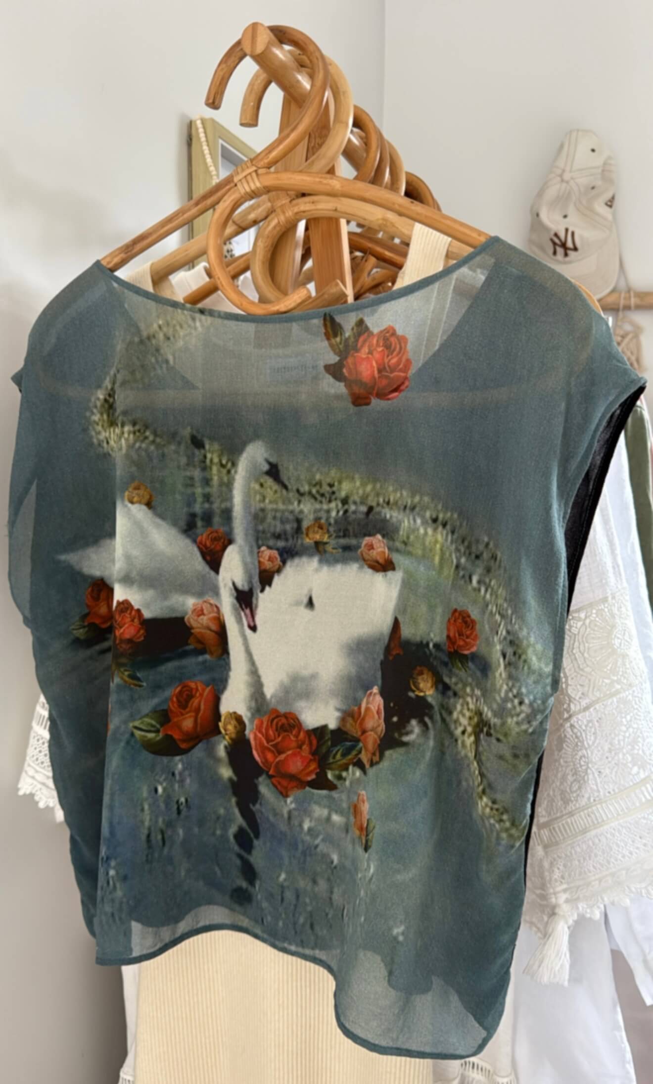 SHERYL MAY // Black Swan Silk Top // MEDIUM