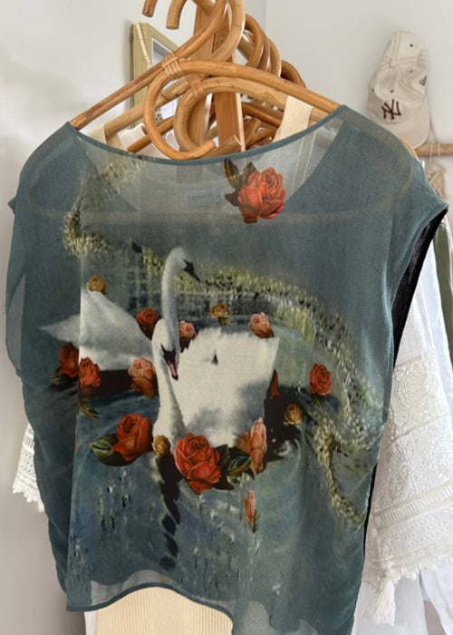 SHERYL MAY // Black Swan Silk Top // MEDIUM