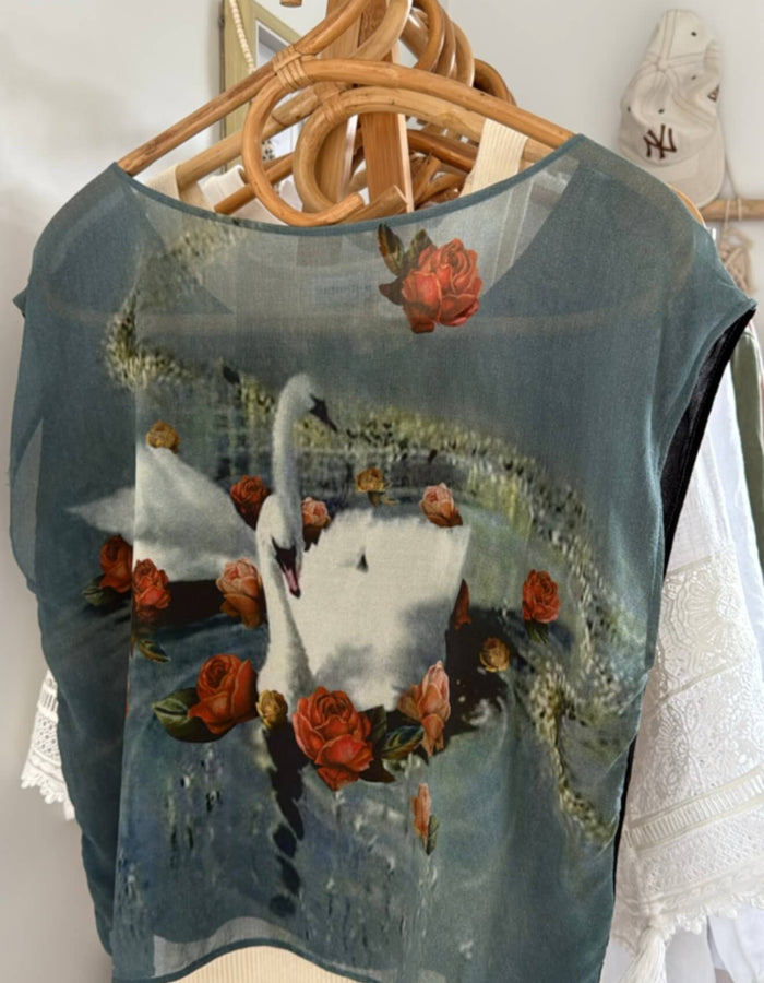 SHERYL MAY // Black Swan Silk Top // MEDIUM