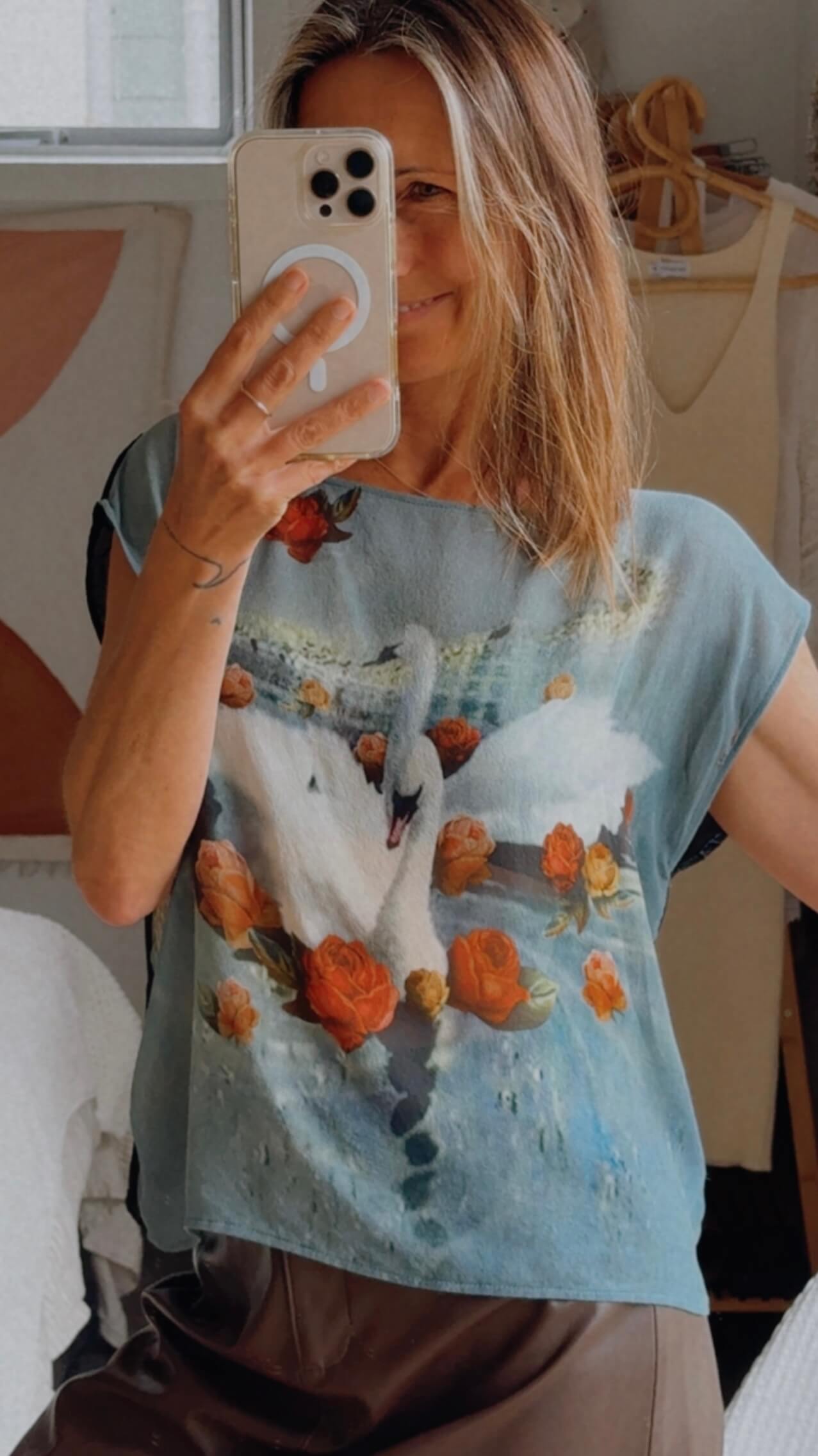 SHERYL MAY // Black Swan Silk Top // MEDIUM