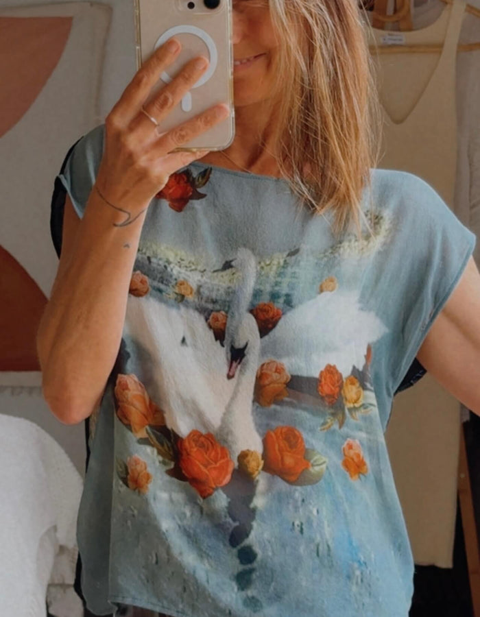 SHERYL MAY // Black Swan Silk Top // MEDIUM